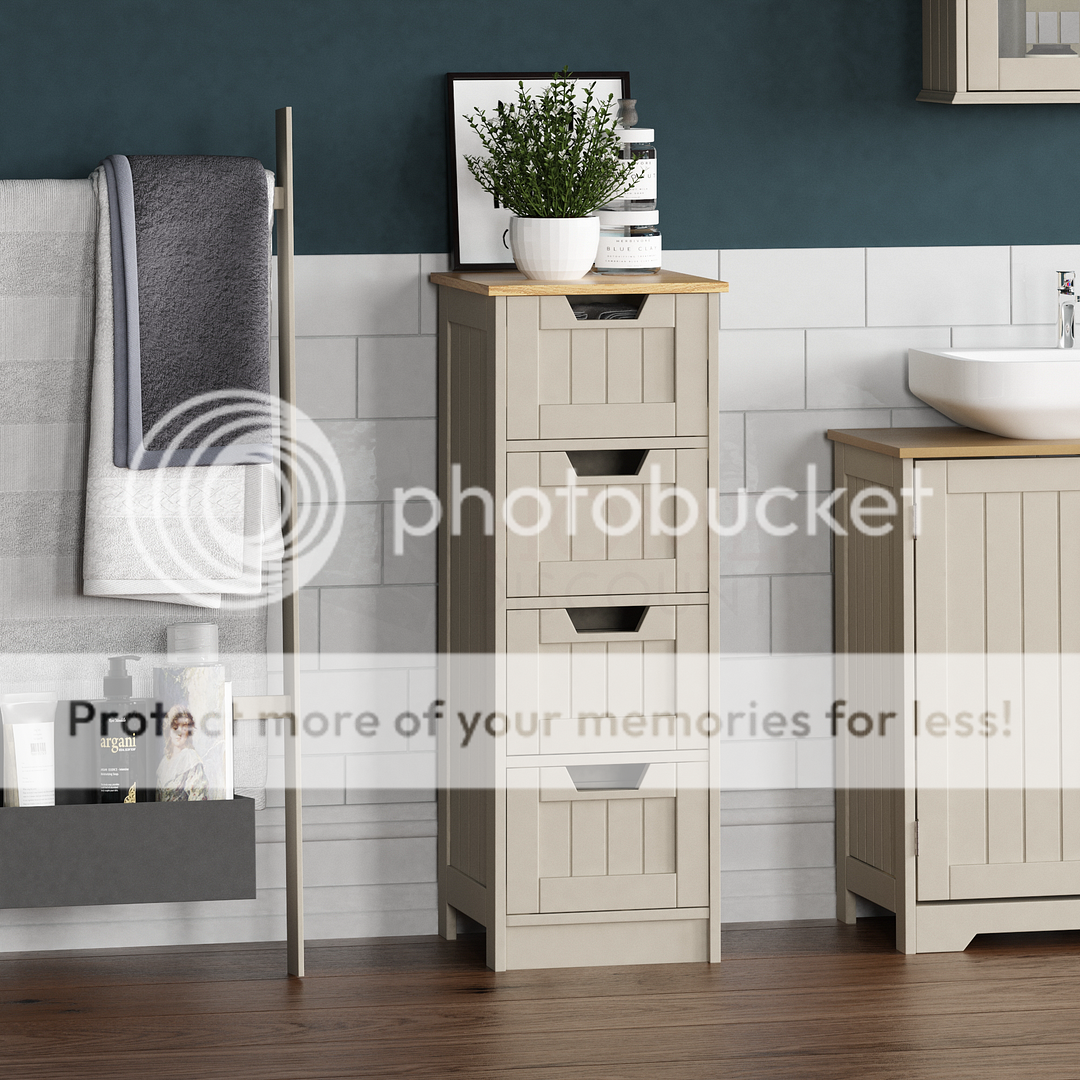 Priano Bathroom 4 Drawer Storage Cupboard Freestanding Furniture Grey eBay